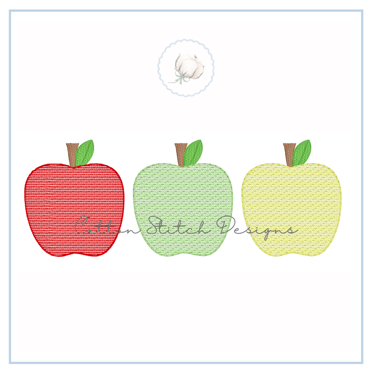 Apple Trio Embroidery Design