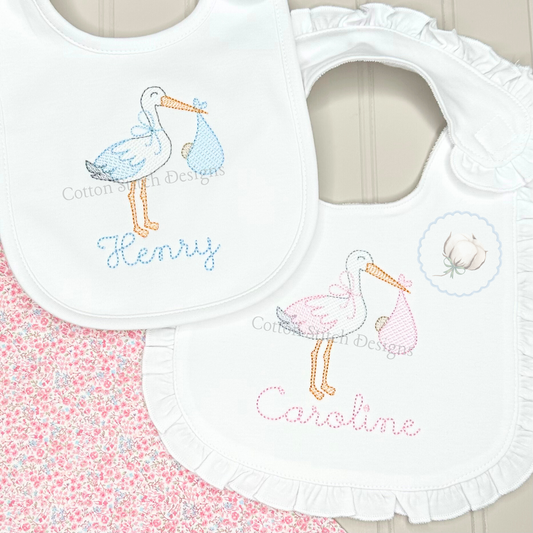 Baby Stork Embroidery Design