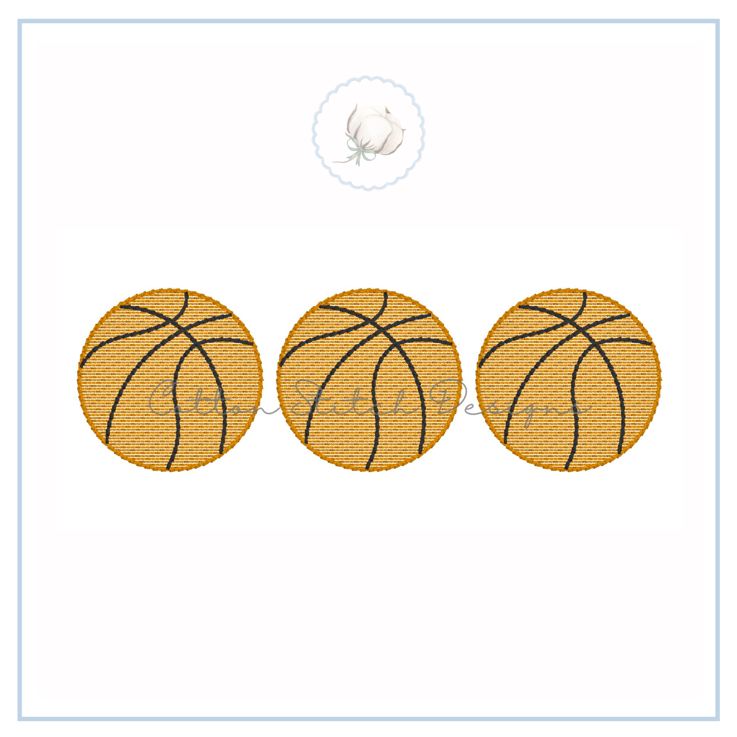 Basketball Trio Sketch Embroidery Design