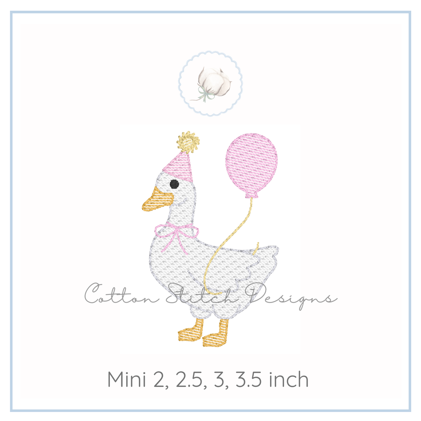 Mini Birthday Goose Balloon Embroidery Design