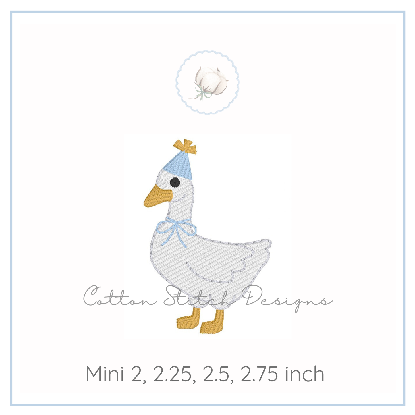 Mini Birthday Goose Fill Stitch Embroidery Design