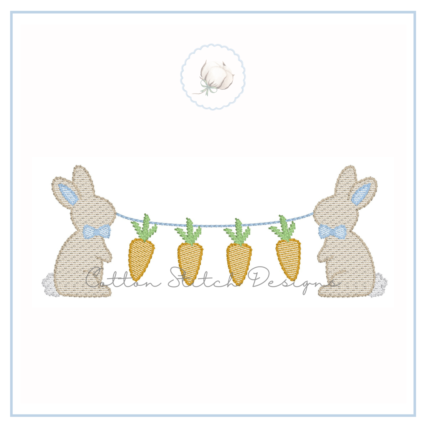 Bunny Carrot String Embroidery Design