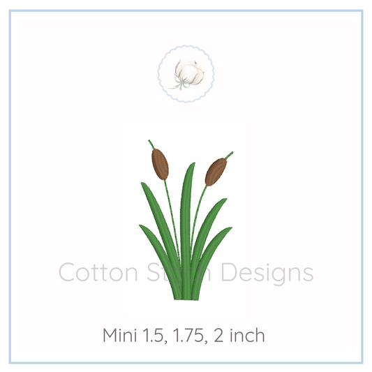 Machine Embroidery design Cotton Stitch Designs Illustration of grass with brown seeds on a white background, labeled 'Cotton Stitch Designs'.