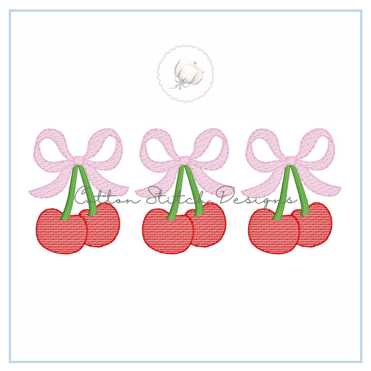 Cherry Bow Trio Embroidery Design
