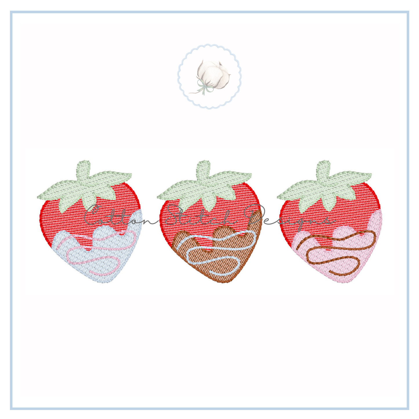 Chocolate Strawberry Trio Sketch Embroidery Design