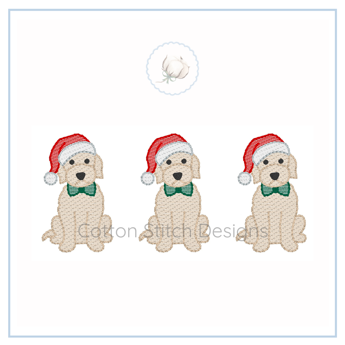Christmas Doodle Puppy Trio Embroidery Design