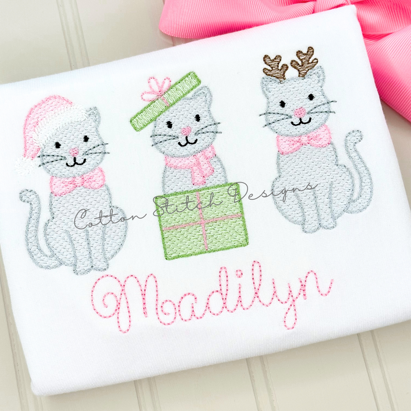 Christmas Kitten Trio Embroidery Design