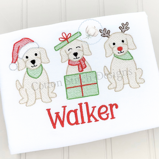 Christmas Puppy Trio Embroidery Design