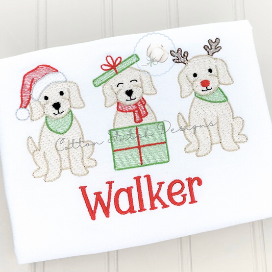 Christmas Puppy Trio Embroidery Design