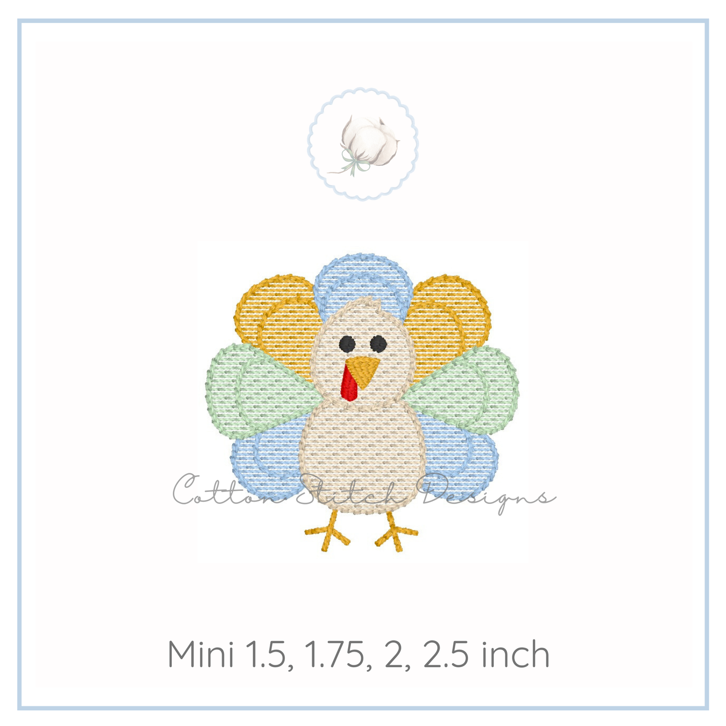 Mini Turkey Sketch Embroidery Design