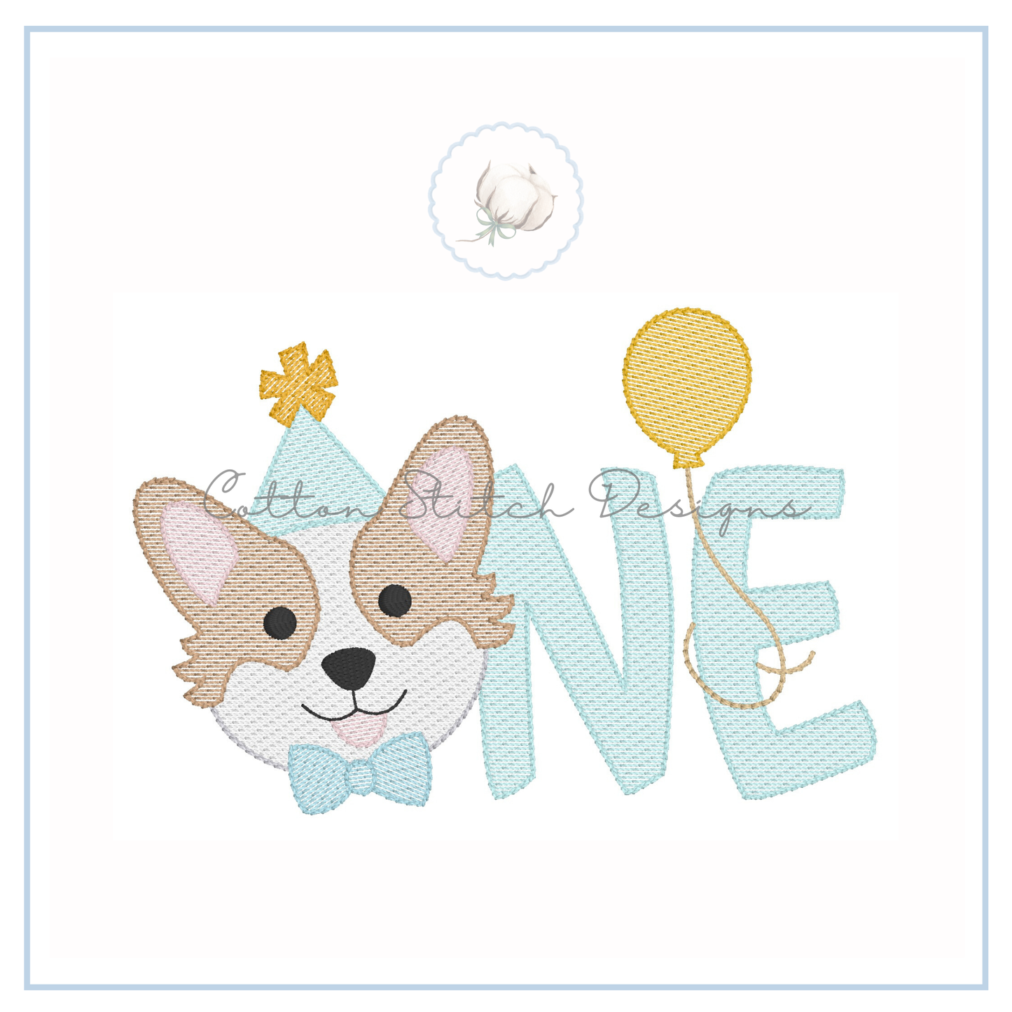 Corgi Puppy Birthday One Embroidery Design