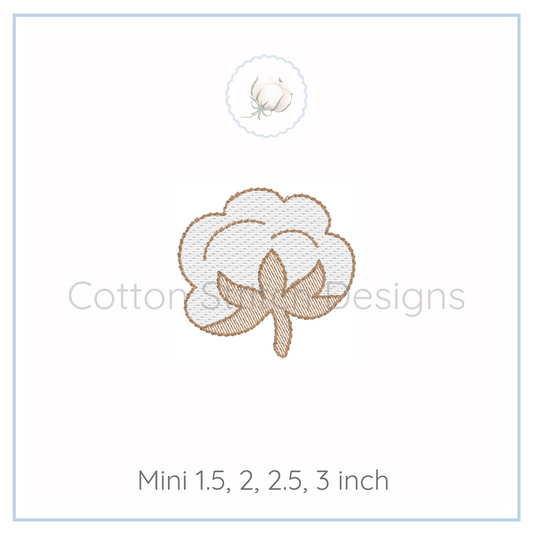 Machine Embroidery design Cotton Stitch Designs Embroidery design of a cotton boll on a white background.