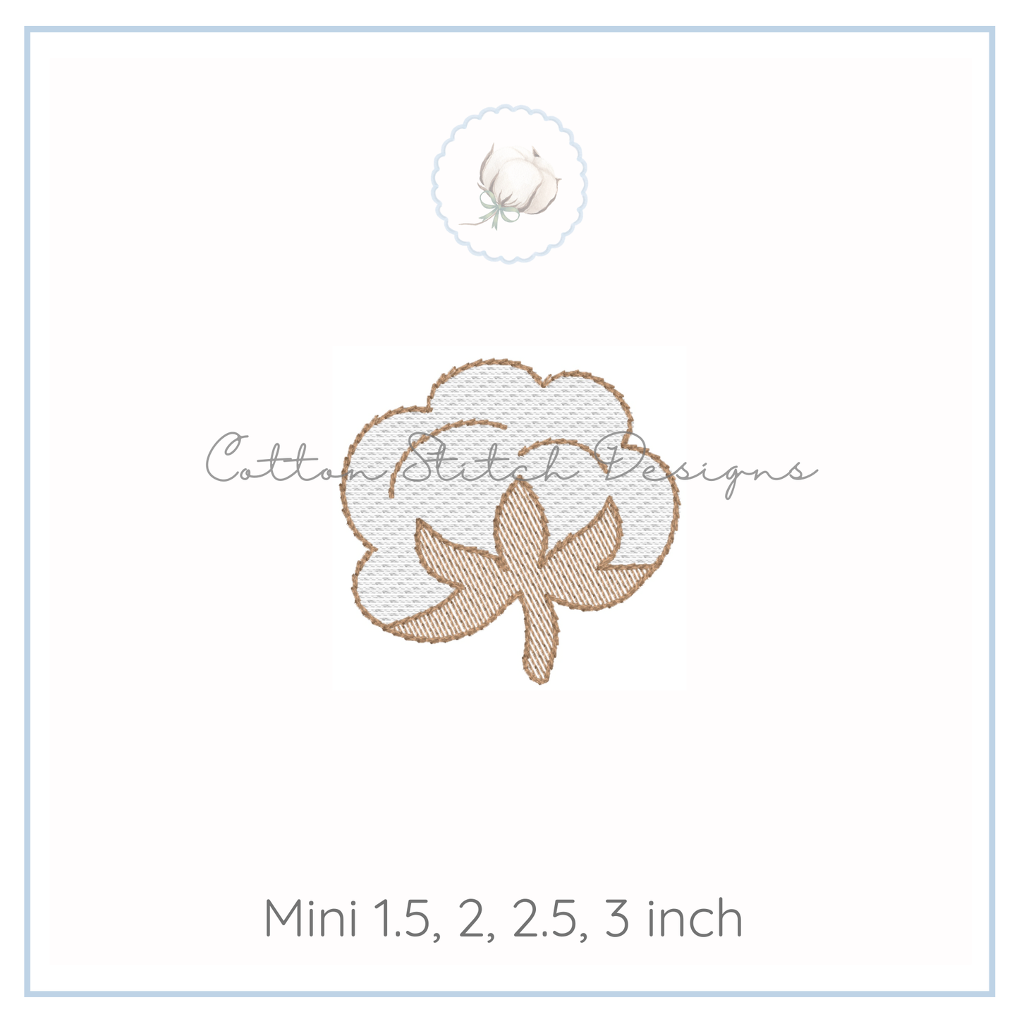 Mini Cotton Boll Embroidery Design