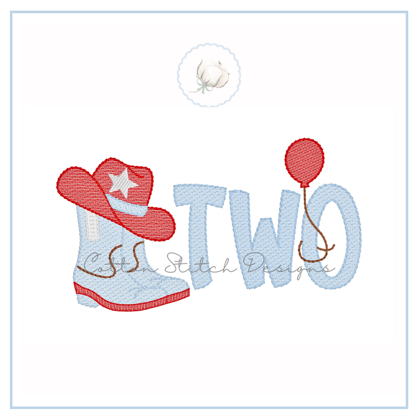 Cowboy Birthday Two Sketch Embroidery Design