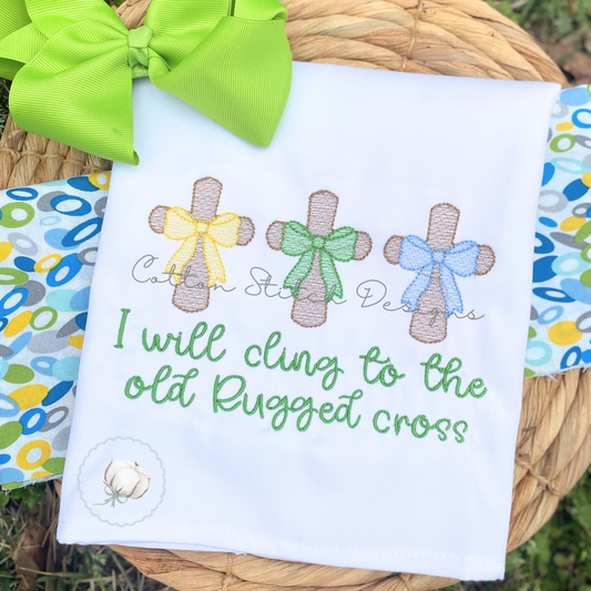 Cross with Bow Trio Embroidery Design