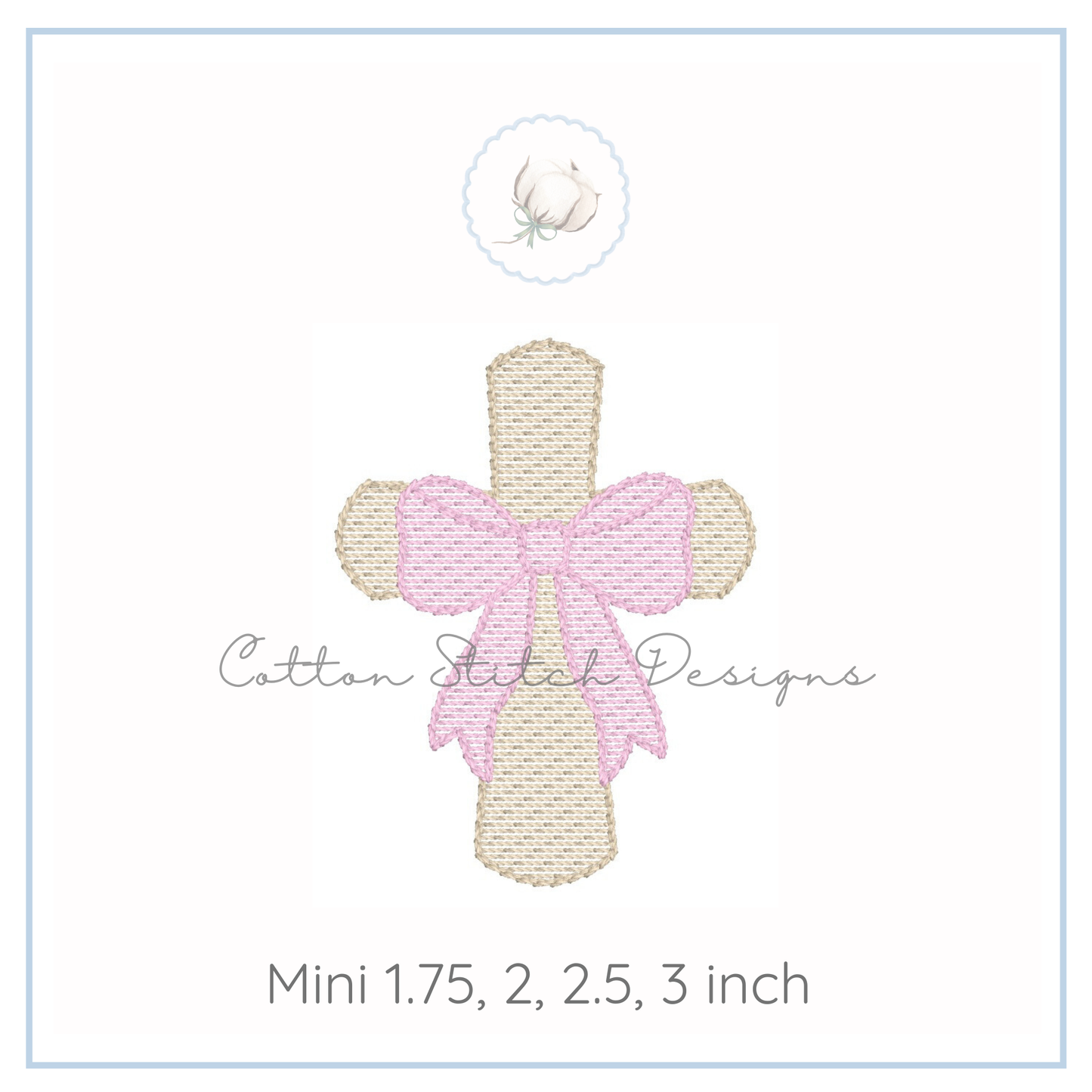 Mini Cross with Bow Embroidery Design