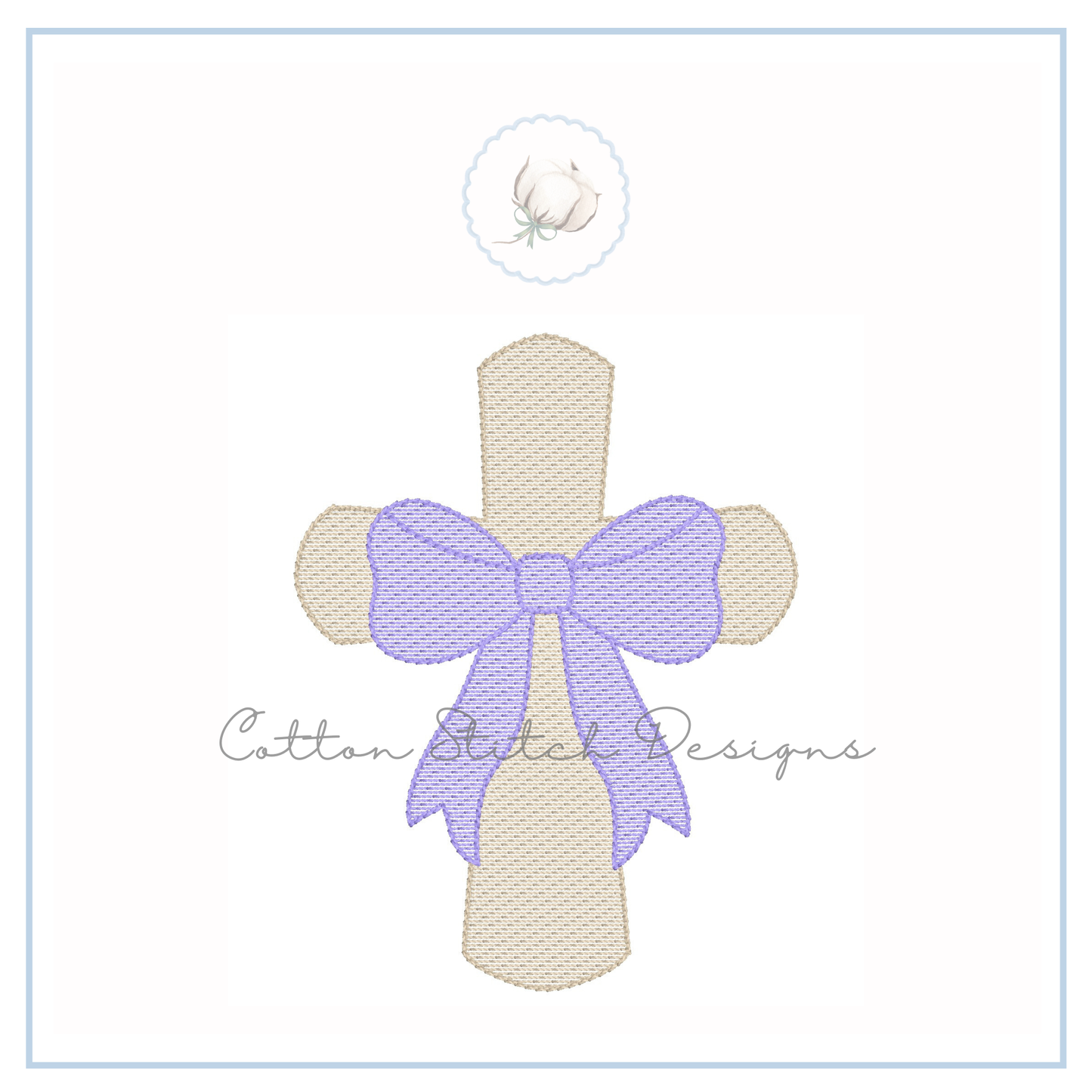 Cross with Bow Embroidery Design