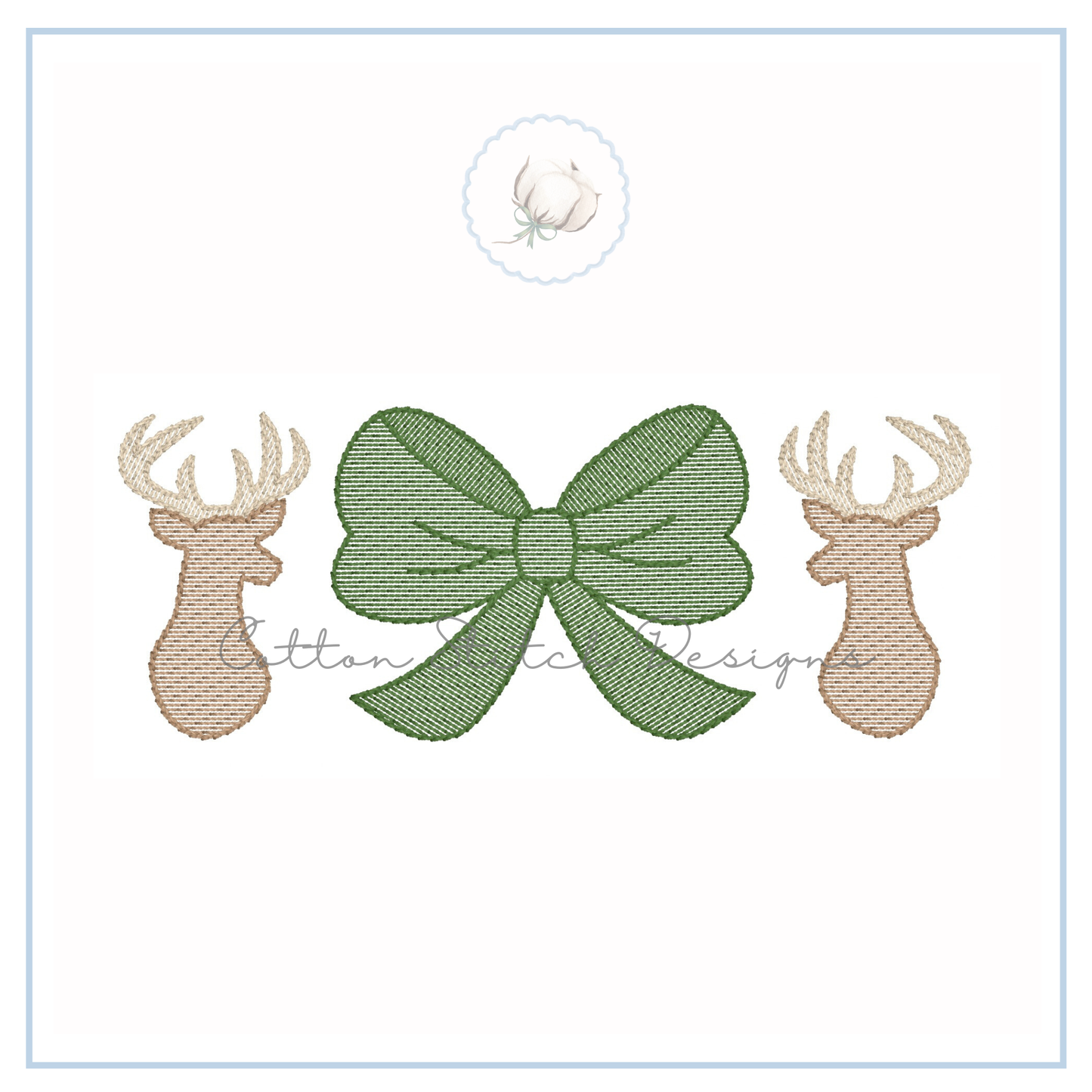 Deer Bow Embroidery Design