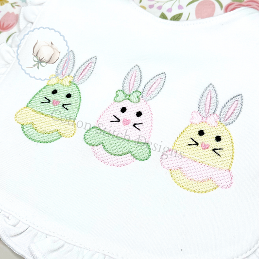 Bunny Egg Girl Trio Embroidery Design