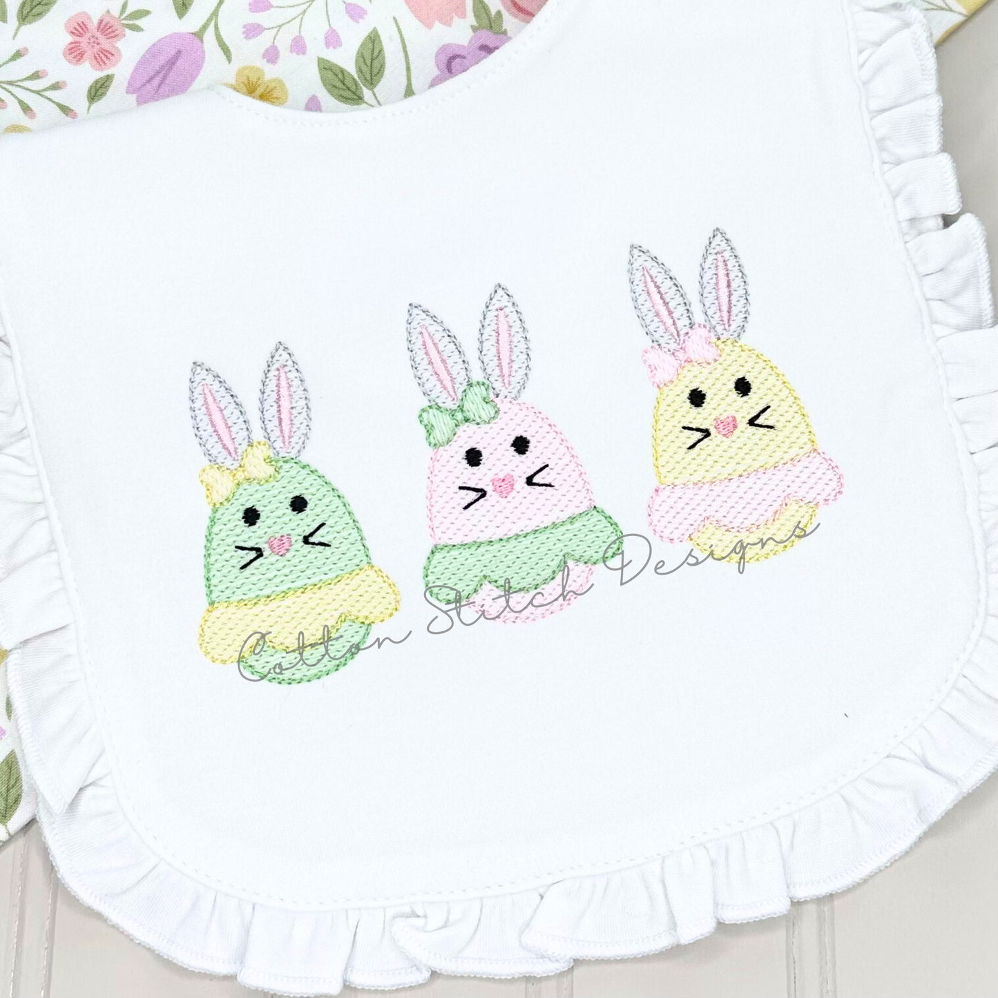 Bunny Egg Girl Trio Embroidery Design