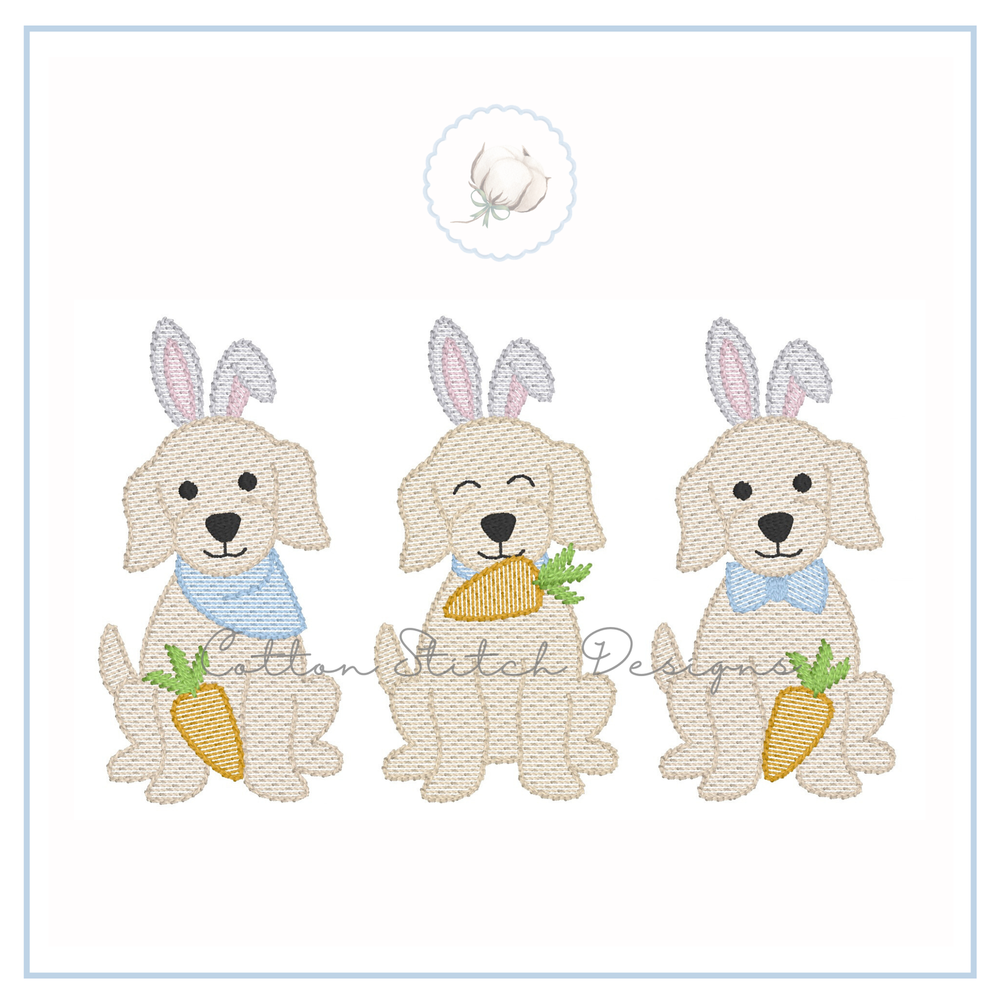 Easter Puppy Trio Embroidery Design