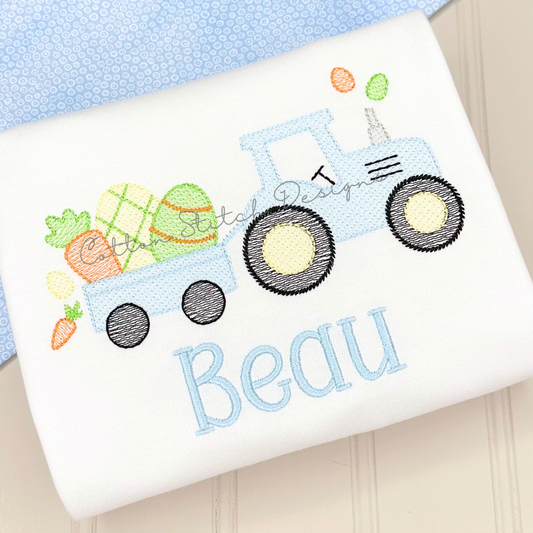 Easter Tractor Embroidery Design