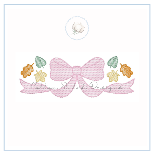 Fall Leaves Bow Sketch Embroidery Design