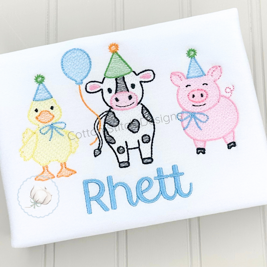 Machine Embroidery design Cotton Stitch Designs Embroidered towel with cartoon animals with name.