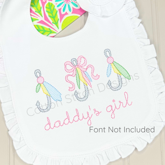Fishing Lure Bow Trio Embroidery Design