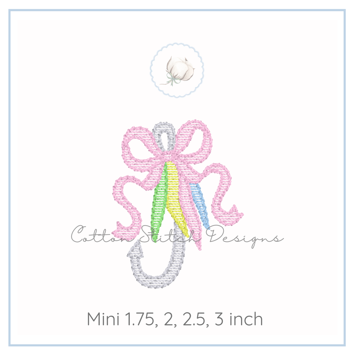 Mini Fishing Lure with Bow Embroidery Design