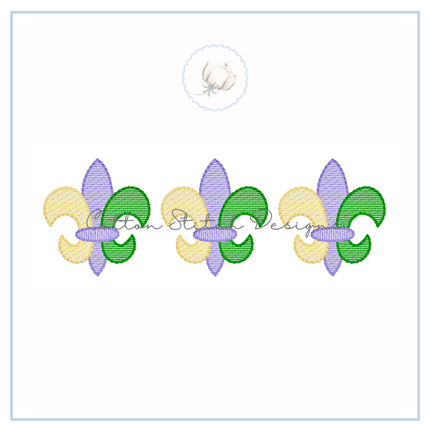 Fleur De Lis Mardi Gras Trio Sketch Stitch Embroidery Design