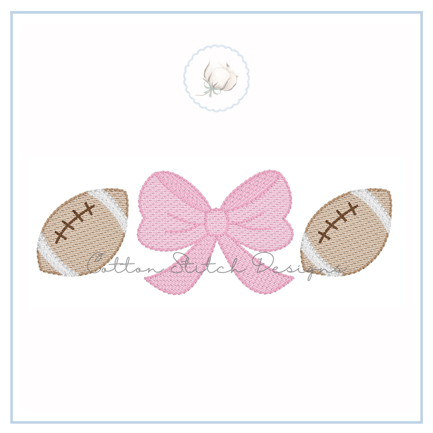 Football Bow Embroidery Design