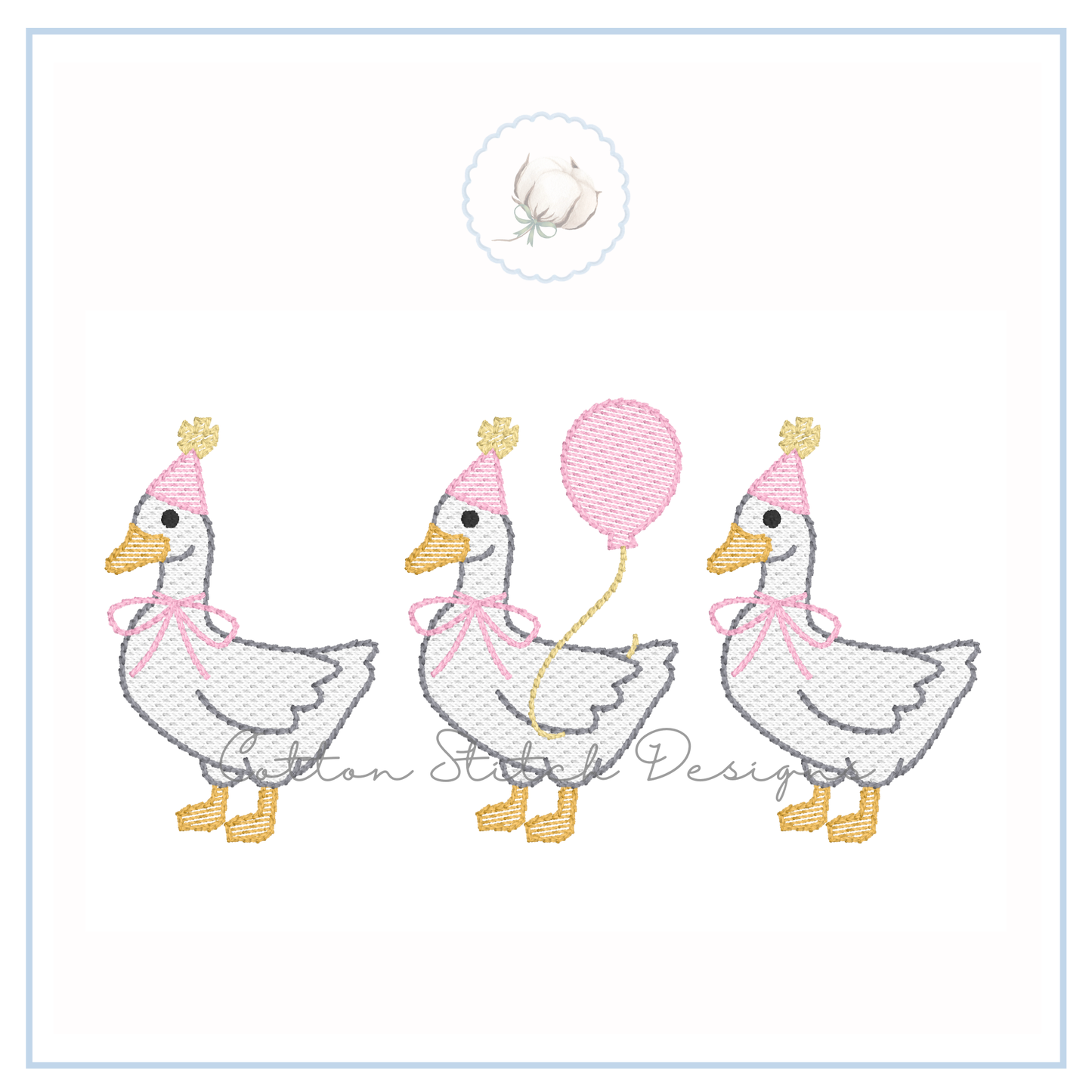 Goose Birthday Trio Embroidery Design