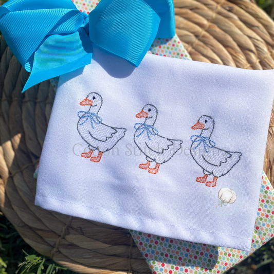 Goose with Bow Trio Embroidery Design