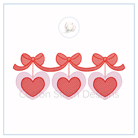 Machine Embroidery design Cotton Stitch Designs Embroidery design of hearts and ribbons on a white background