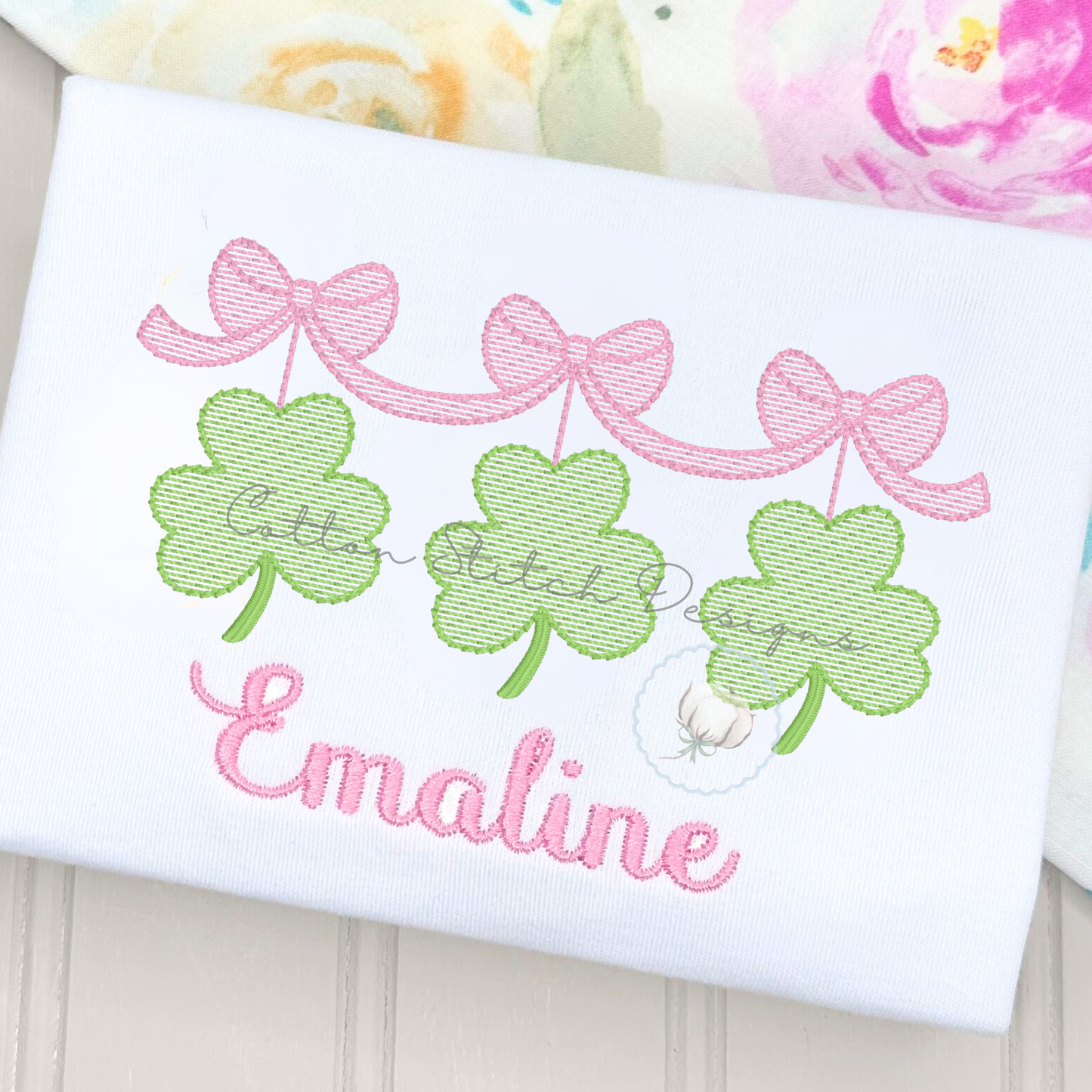 Hanging Shamrocks Embroidery Design