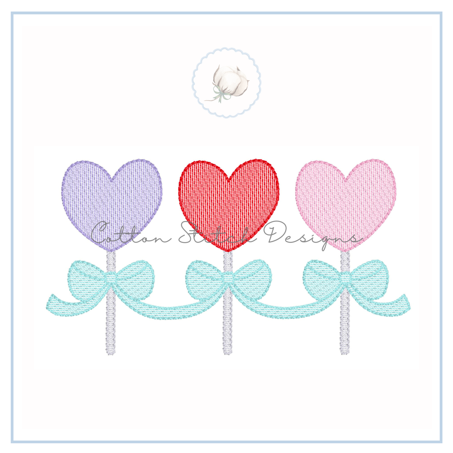 Valentine Heart Lollipops Sketch Embroidery Design
