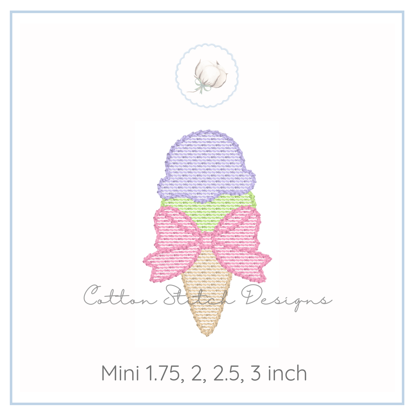 Mini Ice Cream Bow Embroidery Design