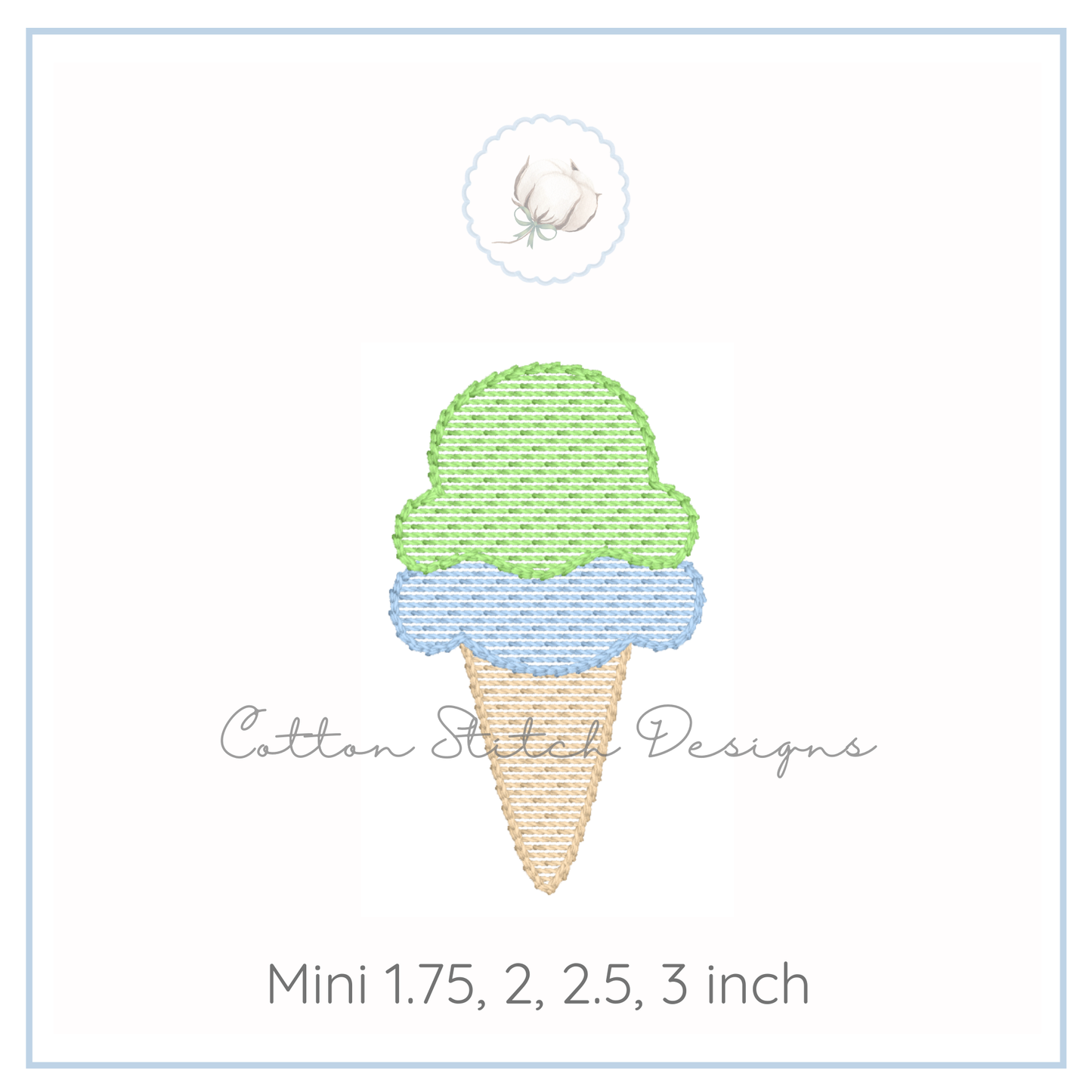 Mini Ice Cream Embroidery Design
