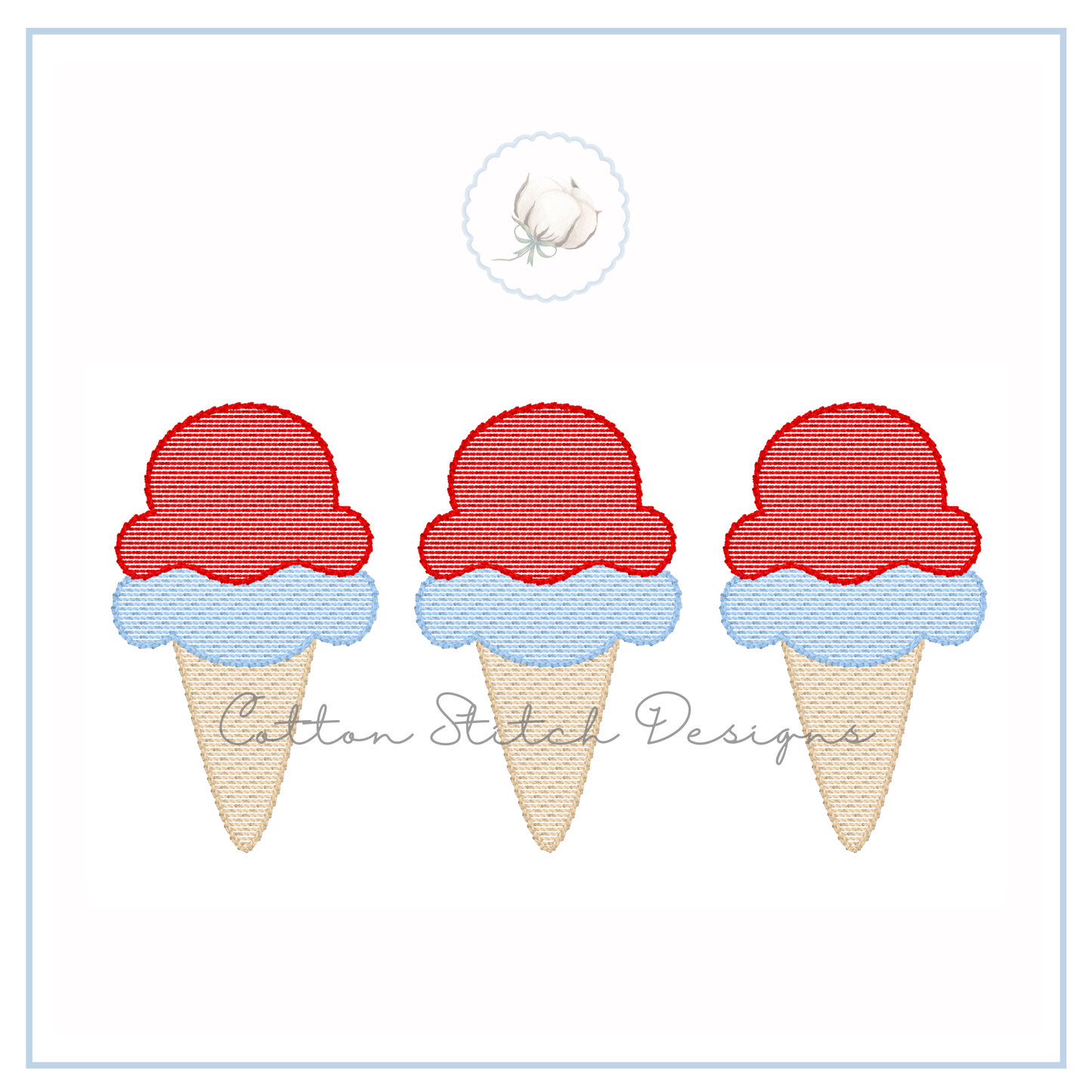 Ice Cream Trio Embroidery Design