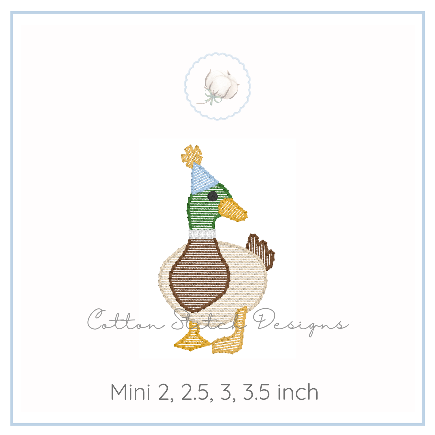 Mini Party Mallard Duck Embroidery Design
