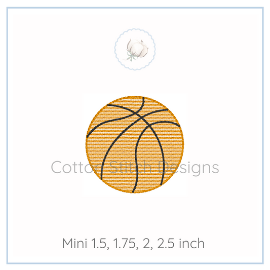 Machine Embroidery design Cotton Stitch Designs Basketball design icon with 'Cotton Stitch Designs' text on a white background