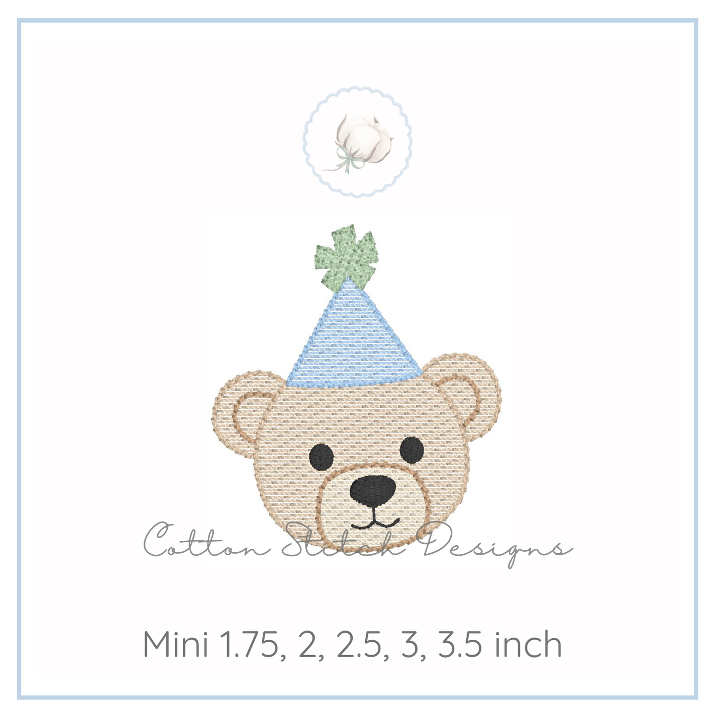 Mini Bear Birthday Face Embroidery Design