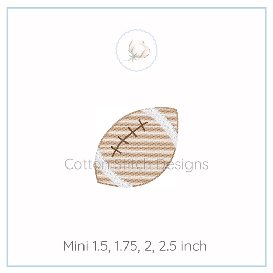 Machine Embroidery design Cotton Stitch Designs Embroidery design of a football on a white background with 'Cotton Stitch Designs' branding.