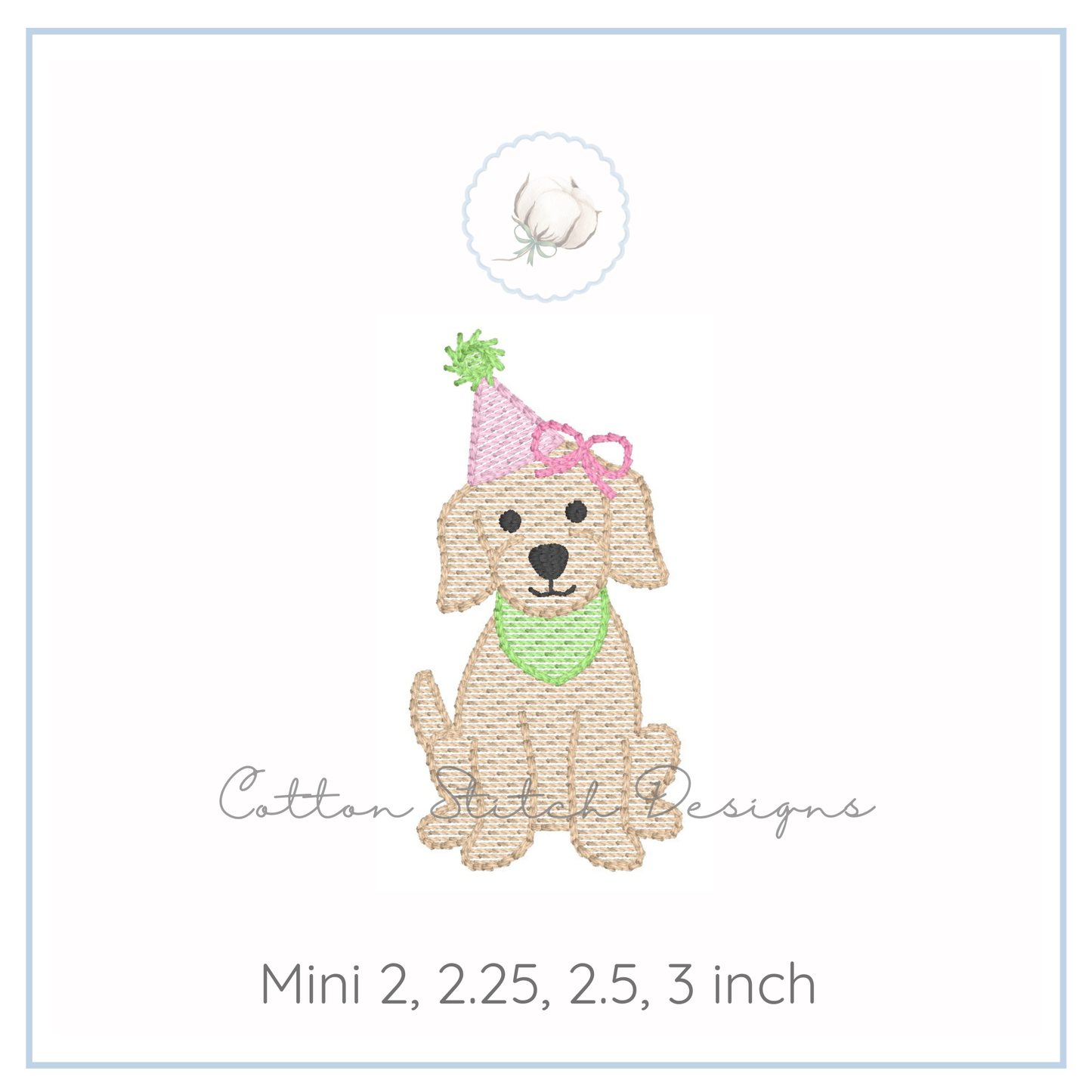 Mini Party Puppy Girl Sketch Embroidery Design