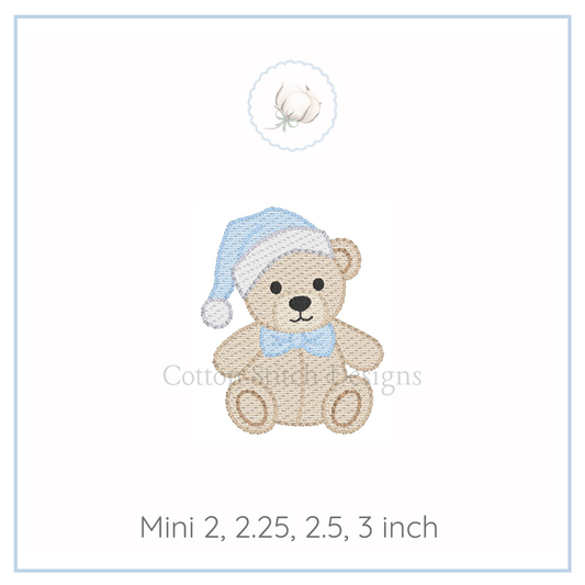 Mini Santa Bear Bow Tie Embroidery Design