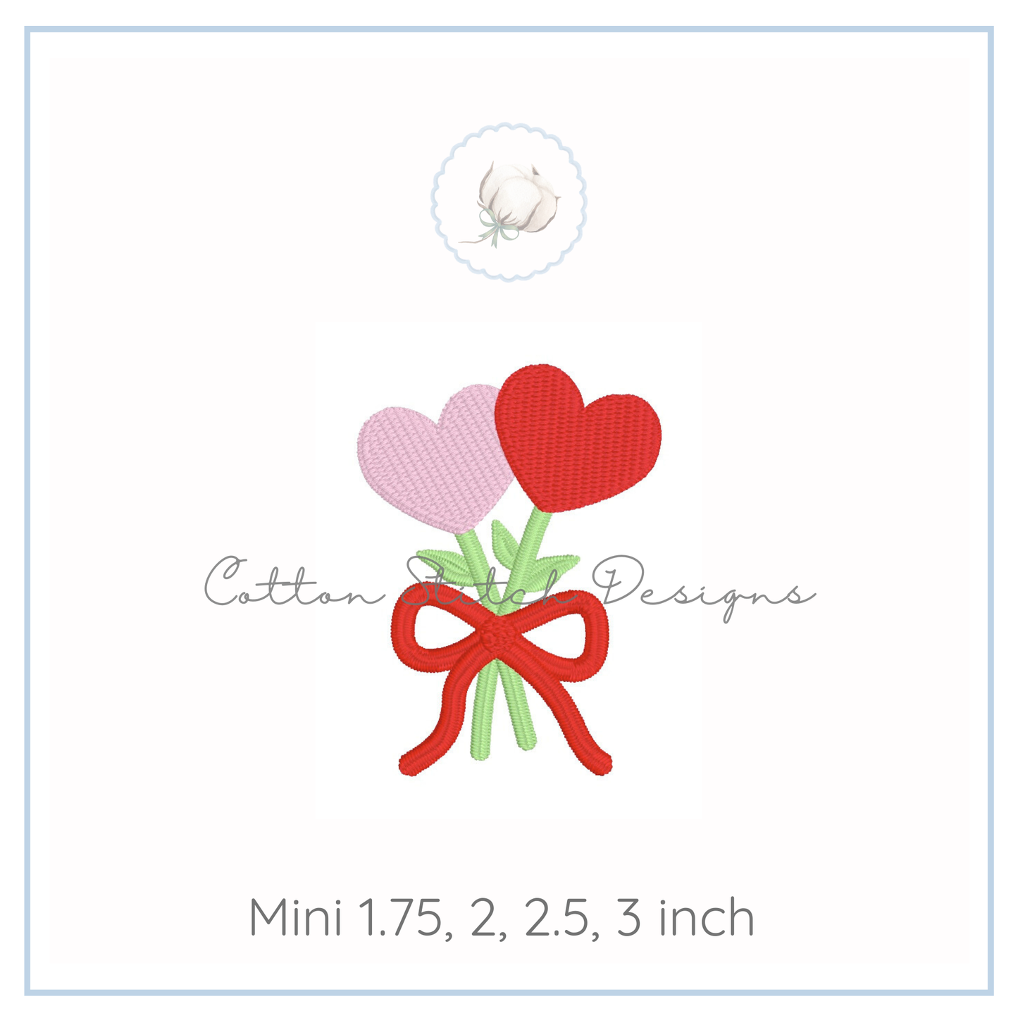 Mini Valentine Heart Flower Fill Stitch Embroidery Design