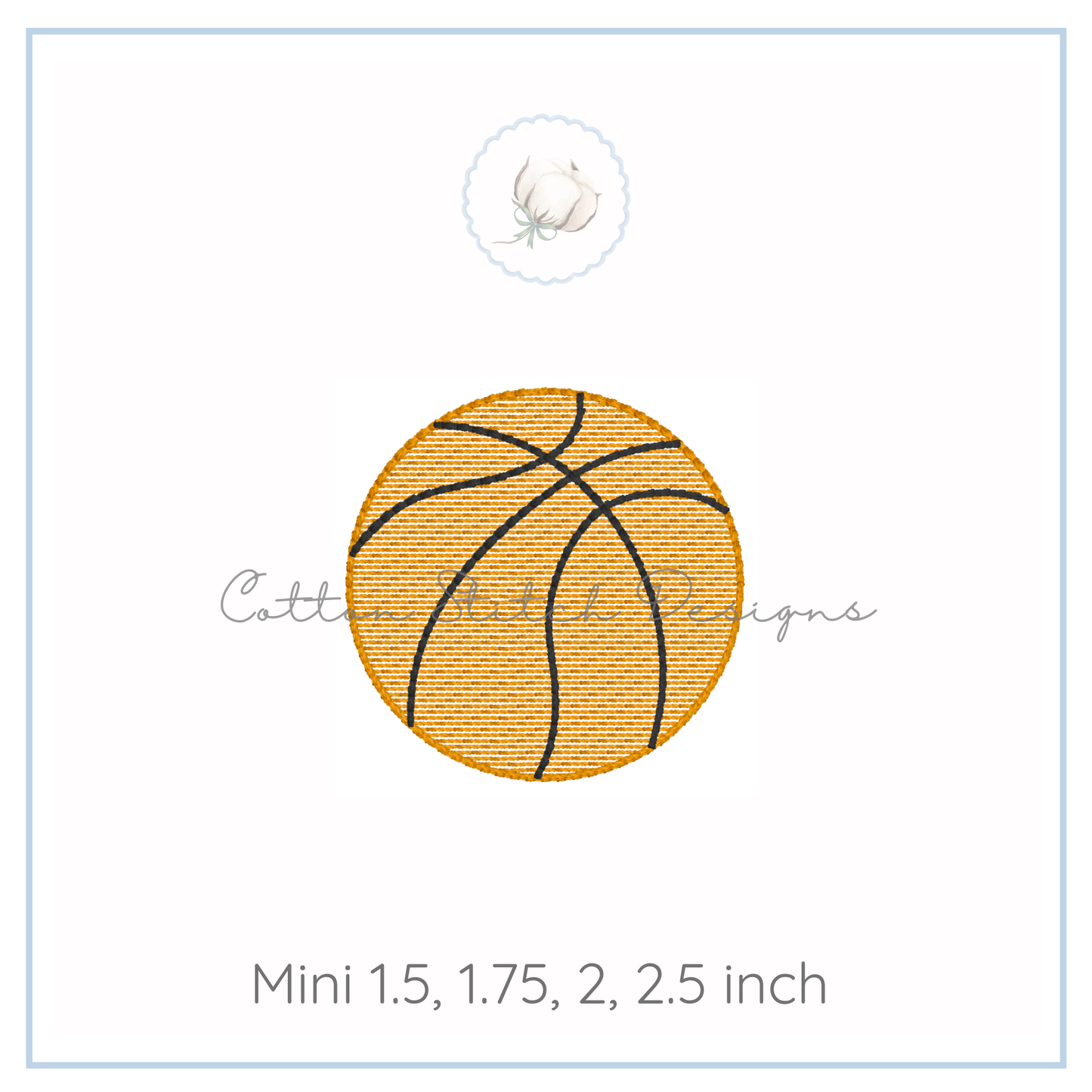Mini Basketball Embroidery Design