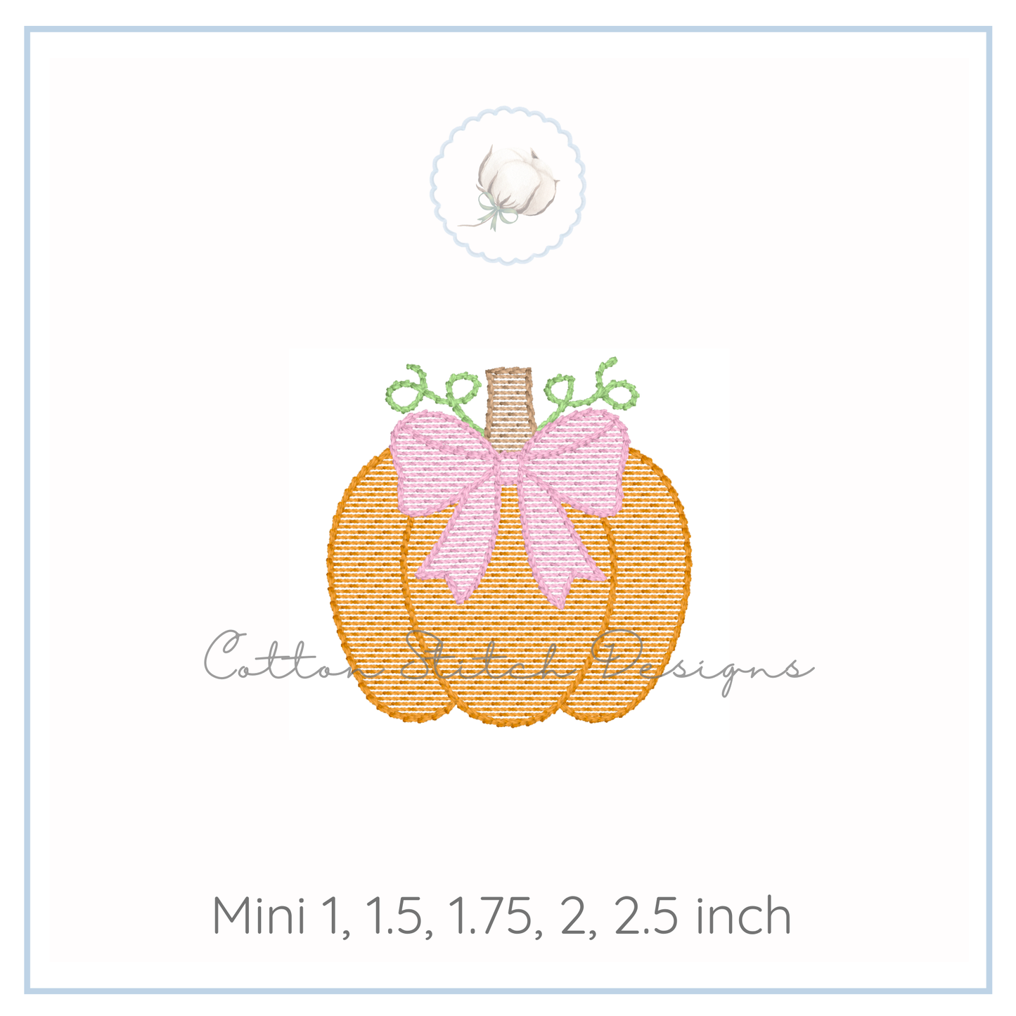 Mini Pumpkin Bow Embroidery Design