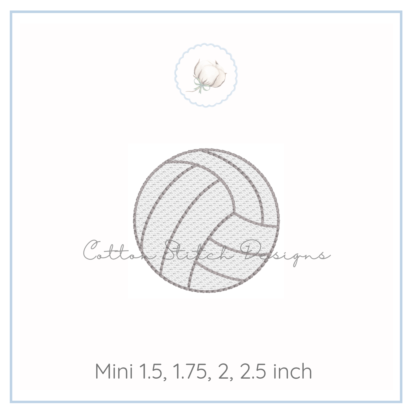 Mini Volleyball Embroidery Design